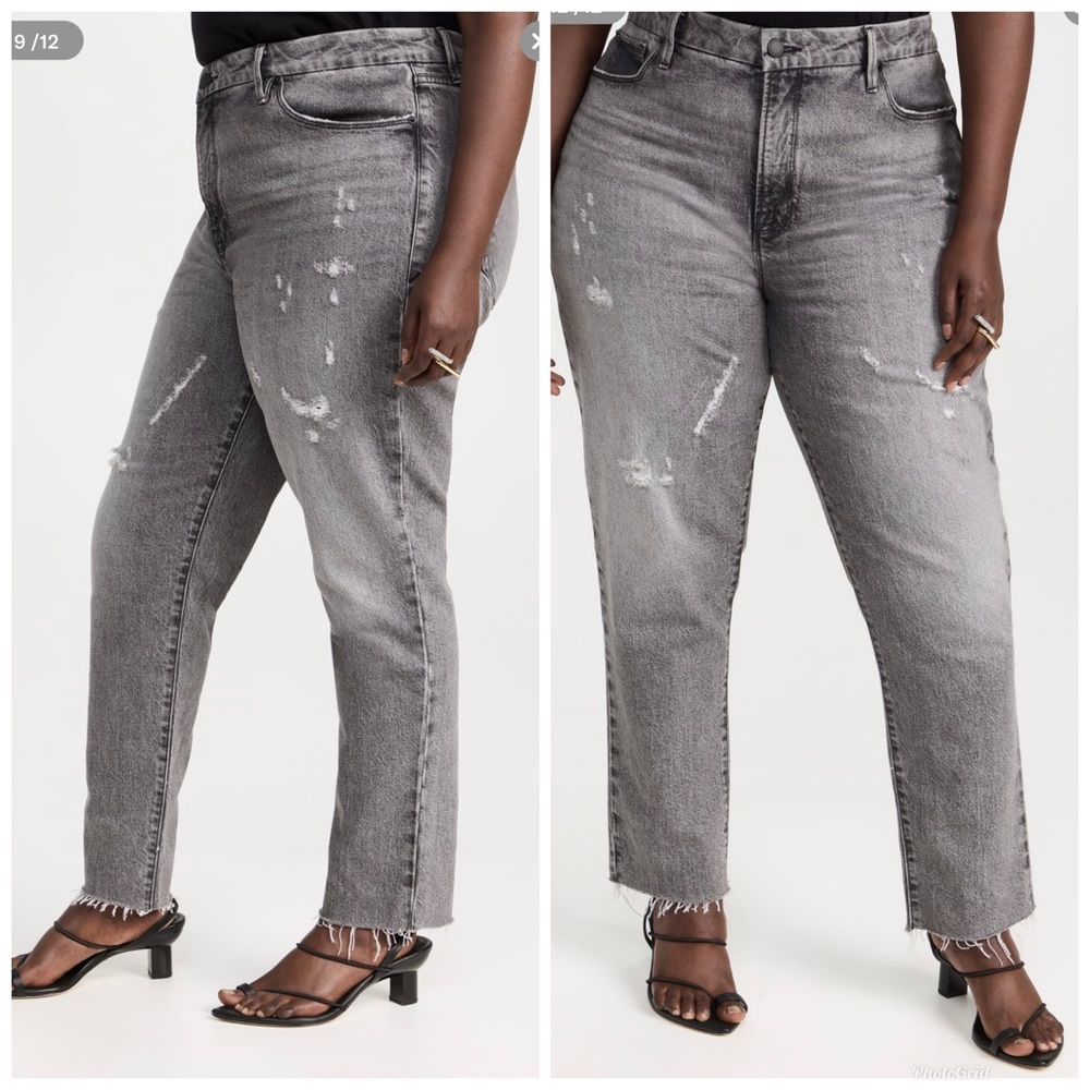 Good American The Weekender Jeans Faded Black/Gray Wash Plus Size 24 NWT